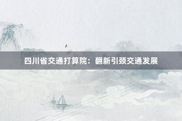 四川省交通打算院：翻新引颈交通发展